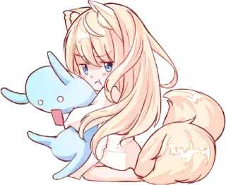 😒 Anime, niedlich, kawaii, Fuchs, Chibi, Cartoon telegram sticker