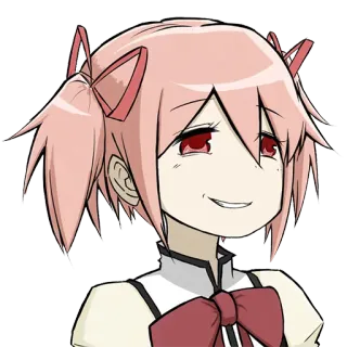 😏 Madoka Kaname Puella Magi Madoka Magica anime, cute, character, girl, smile, expression telegram sticker