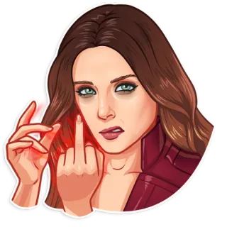 🖕 Scarlet Witch Bruja Escarlata, dedo corazón, ofensivo, cómics, superhéroe, villano telegram sticker