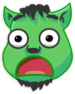 😧 絵文字, 緑, ショック, 恐怖, モンスター, 漫画 telegram sticker