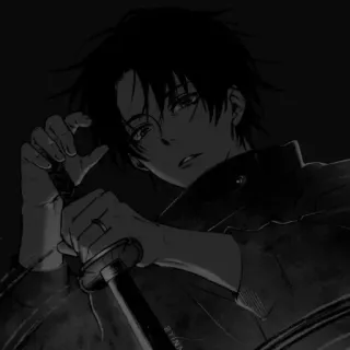 🖤 anime, swords, weapon, black hair, male, sword, anime character whatsapp sticker