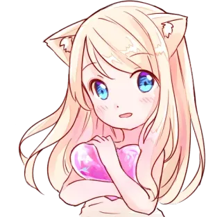 💖 fille chat, animé, kawaii, mignon, manga, neko, fille, coeur whatsapp sticker