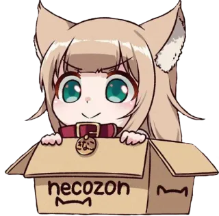 📦 necozon Аниме, Девушка-кошка, Милый, Коробка, Неко, Мультфильм telegram sticker