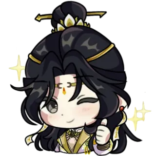 😉 จิบิ, อนิเมะ, ตัวละคร, ขยิบตา, ยกนิ้วโป้ง, ทอง telegram sticker