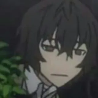 🗿 anime, serio, pelo oscuro whatsapp sticker