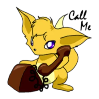 📱 Dessin animé, Animal, Mignon, Jaune, Téléphone telegram sticker
