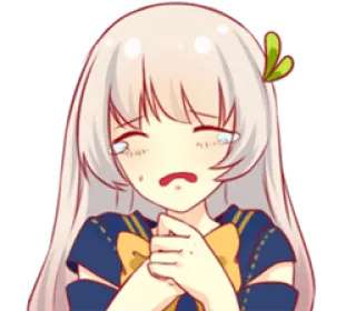 😞 gadis anime, menangis, sedih, kartun, emosional, imut, kawaii telegram sticker