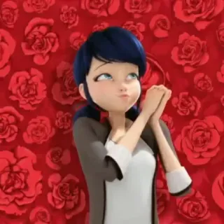 💘 Marinette Dupain-Cheng Miraculous: Tales of Ladybug & Cat Noir cartoon, animated, character, ladybug, marinette, roses whatsapp sticker