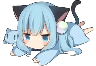 😑 Anime, Catgirl, Chibi, Süß, Kawaii, Manga, Cartoon telegram sticker