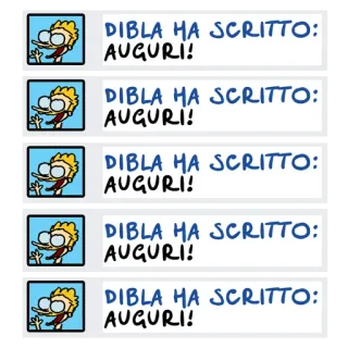 🥂 DIBLA HA SCRITTO:
AUGURI! kreskówka, gratulacje, pozdrowienia, włoski, święto telegram sticker