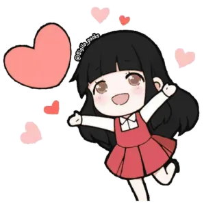 😍 @sigilo_packs Dibujos animados, Corazón, Chica, Amor, Feliz, Alegre, Chibi telegram sticker