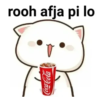 😋 rooh afja pi lo gato, coca cola, bebida, dibujo animado, bebida whatsapp sticker