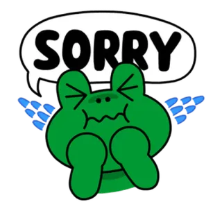 🙇 SORRY извинение, лягушка, мультфильм, прости, выражение, милый telegram sticker