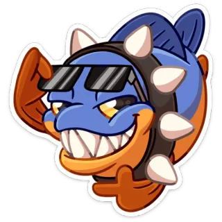 😎 ปลา, การ์ตูน, แว่นกันแดด, หนาม, ตลก, เจ๋ง, สัตว์, ตัวละคร telegram sticker
