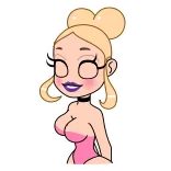 😘 мультфильм, женщина, светлые волосы, розовый наряд, наклейка, иллюстрация telegram sticker