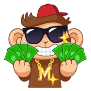 💰 dinheiro, rico, bling, sucesso, desenho animado, macaco telegram sticker