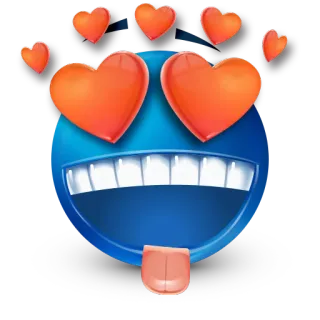 ❤️ Emoji, Amor, Ojos de corazón, Emoji azul, Corazones whatsapp sticker