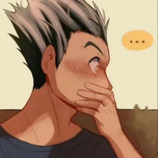 😁 Bokuto Koutarou Haikyuu!! อนิเมะ, ไฮคิว!!, โบกุโตะ โคทาโร่, แฟนอาร์ต, เขินอาย, หน้าแดง telegram sticker