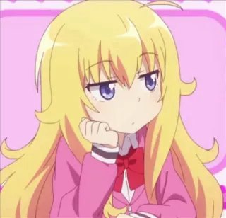 😒 anime, girl, cartoon, blonde, cute, chibi telegram sticker