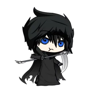 👊 grim reaper malaikat maut, kematian, sabit, gelap, chibi, kartun, sosok berkerudung telegram sticker