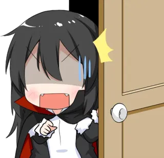 😱 Anime, Manga, Dibujos animados, Vampiro, Puerta, Chibi telegram sticker