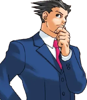 🤔 Phoenix Wright Ace Attorney 弁護士, 思考, 弁護士, ビデオゲーム, 捜査 telegram sticker