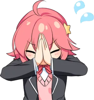 🙏 Anime, Chibi, Schattig, Meisje, Roze haar, Kawaii telegram sticker