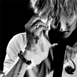 😪 Shakerlife in man, tie, tattoo, cross, portrait, black and white telegram sticker