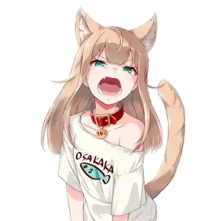 🧡 OSAKAKA Anime, Kocica, Osaka, Ryba, Naklejka, Uroczy, Dziewczyna telegram sticker