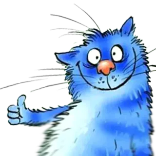 👍 cat, thumbs up, blue, animal, cartoon, positive, illustration telegram sticker