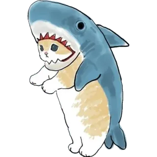 🦈 gato, tiburón, animal, mascota, lindo, divertido, disfraz whatsapp sticker