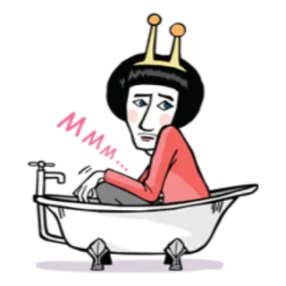 🛁 Mmmm... bathtub, crown, cartoon, thinking, hmm, expression telegram sticker