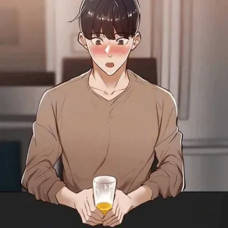 🌒 man, anime, drinking, blush, cartoon telegram sticker