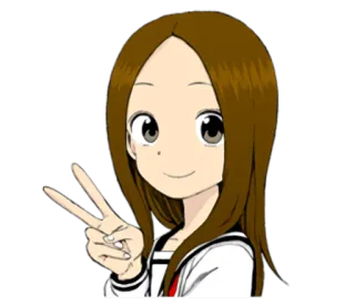 ✌ Anime, Mädchen, Friedenszeichen, Cartoon telegram sticker