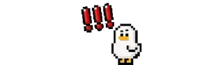 ‼️ pato, pixel art, signos de exclamación, alerta, advertencia telegram sticker