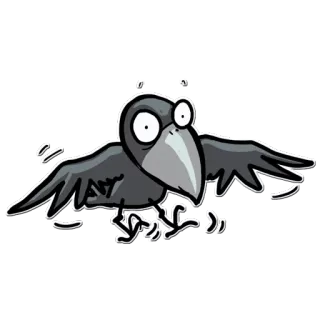 😳 птица, ворона, мультфильм, летающий telegram sticker