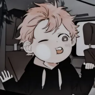 🥯 Anime, Kreskówka, Ilustracja, Chibi, Chłopak, Mrugnięcie telegram sticker