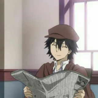 🍡 Ranpo Edogawa Bungo Stray Dogs anime, character, detective, newspaper telegram sticker