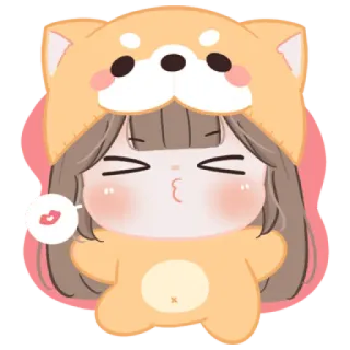 😼 Desenho animado, Fofo, Cachorro, Animal, Chibi, Coreano telegram sticker