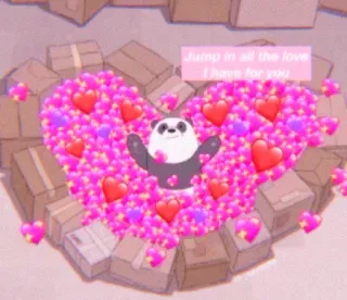 🧸 Panda We Bare Bears Jump in all the love I have for you любовь, сердце, милый, мультик, медведь, панда, очаровательный whatsapp sticker