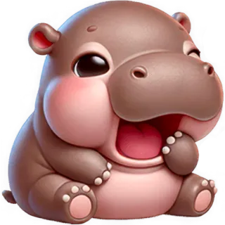 🥱 hipopótamo, fofo, animal, desenho animado, mamífero telegram sticker
