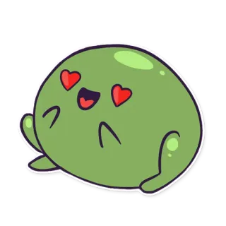 😍 katak, cinta, imut, mata hati, hijau, gumpalan, kartun whatsapp sticker