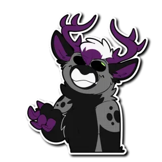 🙄 deer, furry, cartoon, animal, antlers, grayscale telegram sticker