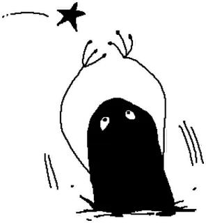😡 Dessin animé, Étoile, Mignon, Fantaisiste, Blob, Illustration, Noir et blanc telegram sticker