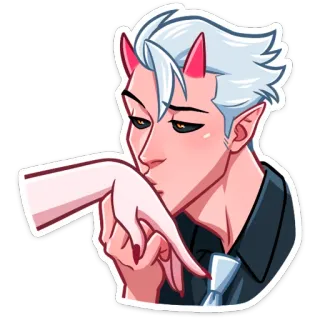 😘 恶魔, 亲吻, 角, 动漫, 爱 telegram sticker