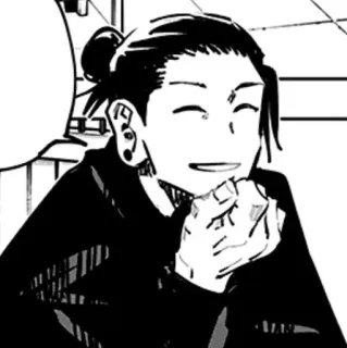 🔌 Suguru Geto Jujutsu Kaisen Anime, Manga, Jujutsu Kaisen, Suguru Geto, Lachend, Mannenknot telegram sticker
