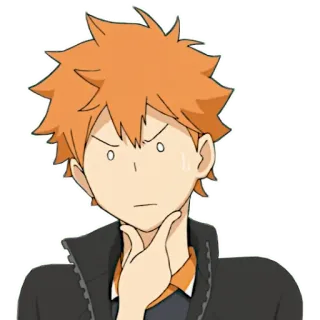🤔 Hinata Shoyo Haikyuu!! Хината, Шоё, Haikyuu, Аниме, Манга, Волейбол, Смущенный, Думающий telegram sticker