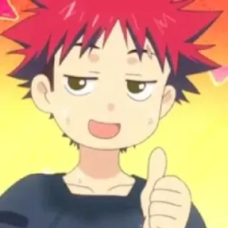 👍 Anime, Pollice in su, Felice, Stupido, Cartone animato telegram sticker