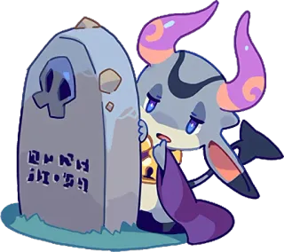 😒 cartoon, character, demon, tombstone, creature, sticker telegram sticker