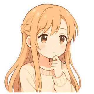 🤔 Аниме, Девушка, Милый, Стикер, Мультфильм, Иллюстрация whatsapp sticker